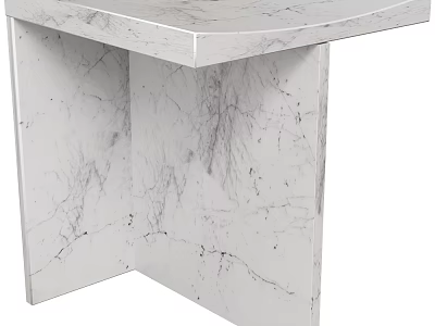 White Marble Stool with Natural Veins Modern Design for Home Decor 3d model