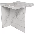 White Marble Stool with Natural Veins Modern Design for Home Decor
