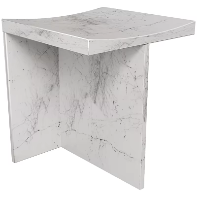 White Marble Stool with Natural Veins Modern Design for Home Decor 3d model