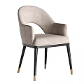 Modern Light Gray Upholstered Dining Chair With Curved Back Armrests Black Legs And Gold Feet