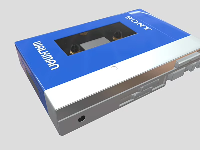Sony Walkman Portable Cassette Player With Blue And Silver Classic Design 3d model