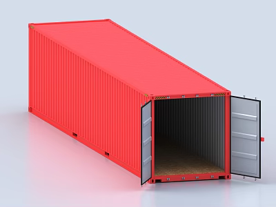 Industrial Red Shipping Container Equipment with Open Doors and Storage Capacity 3d model