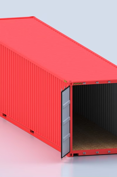 Industrial Red Shipping Container Equipment with Open Doors and Storage Capacity 3d model