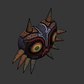Heart Shaped Decorative Hat With Vibrant Colored Eyes Spiked Decorations And Intricate Textures