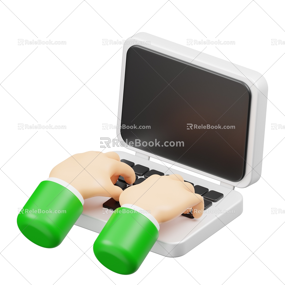 Modern Computer Cartoon Computer Cartoon Small Gesture Animation Small Hand 3d model