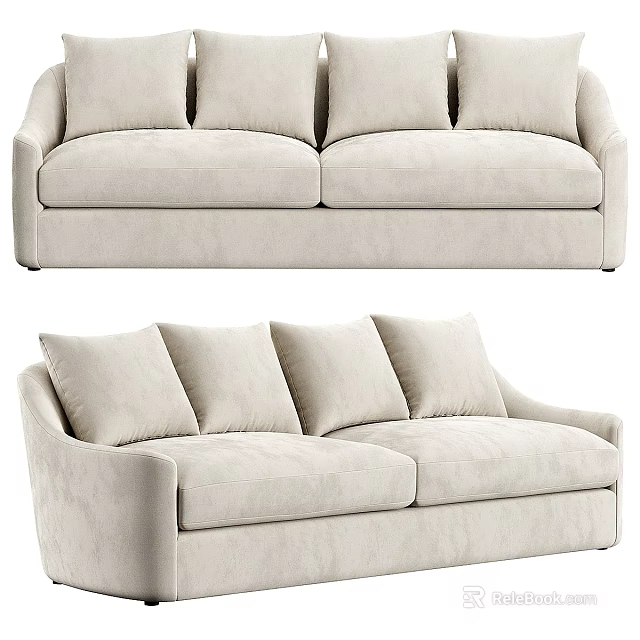 Modern Beige Sofas With Plush Cushions Comfortable Upholstery And Sleek Design 3d model