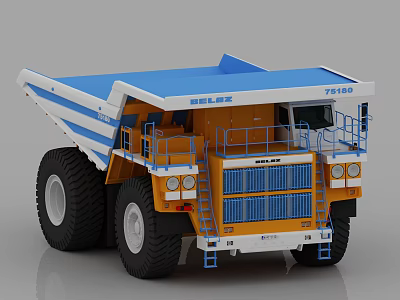 Heavy Duty Mining Dump Truck 789D With Large Tires Blue Roof And Yellow Body 3d model