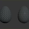 Four Geometric Patterned Biological Eggs With Detailed Textures On Dark Background