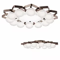 Elegant Modern Ceiling Light With Multiple White Spherical Shades And Metal Frame Design 3d model