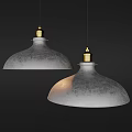 Modern Gray Concrete Pendant Lights With Gold Top And Dome Design