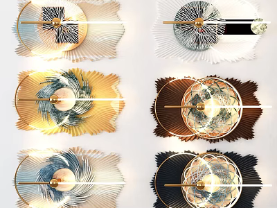 Modern Artistic Wall Decor With Geometric Patterns Colorful Frames And Metallic Accents 3d model