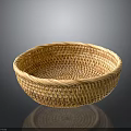 Handwoven Natural Wicker Basket With Round Shape And Intricate Weave Pattern