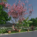 Park Landscape Featuring Curved Pathway Parking Area And Lush Green Trees 3d model