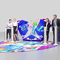 Vibrant Launch Device with Four People and Colorful Balloons at Ceremony