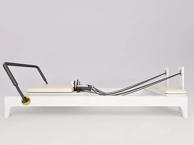Pilates Reformer Fitness Equipment with Adjustable Handles Springs Mat Platform and White Frame 3d model
