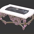 Ornate Decorative Table With Gold Carved Legs And White Glass Top