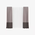 Two Tone Brown And White Curtains With Sheer Panel For Window Decoration