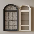 Two Different Designed Windows With Black And White Frames Patterned And Clear Glass Panes