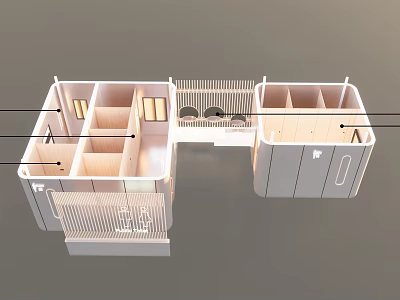 Architectural Model of House Interior Layout With Room Divisions Stairs and Windows 3d model