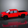 Red Crew Cab Pickup Truck With Black Wheels And Modern Exterior Design