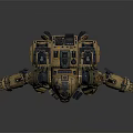 Detailed Mechanical Armored Game Movie Character With Brown Green Armor And Sci Fi Design