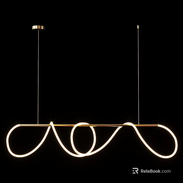 Modern Curved LED Pendant Light With Sleek Metal Design For Interior Decoration 3d model 