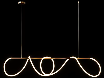 Modern Curved LED Pendant Light With Sleek Metal Design For Interior Decoration 3d model