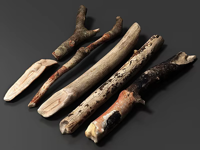 Natural Stone And Wood Materials With Various Shapes And Textures For Crafts 3d model