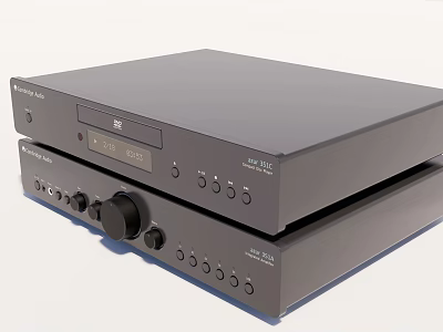 Black Stacked Audio System With DVD Player Knobs And Control Buttons 3d model