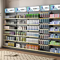 Retail Display Shelves With Neatly Arranged Various Products And Brand Labels