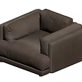 Modern Beige Single Sofa With Comfortable Fabric Cushions And Clean Lines 3d model