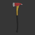 Red And Silver Axe With Yellow Black Handle On Black Background 3d model