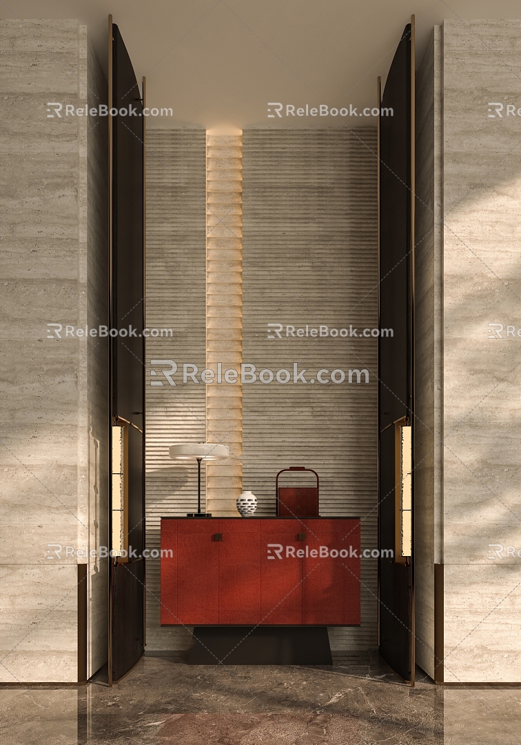 Modern Club Hallway Entrance Cabinet Decorative Cabinet Sideboard Background Wall 3d model