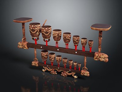 Chinese chimes music equipment ancient musical instruments 3d model