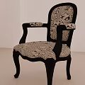 Elegant Classic Accent Chair With Carved Wooden Legs Patterned Fabric And Curved Armrests