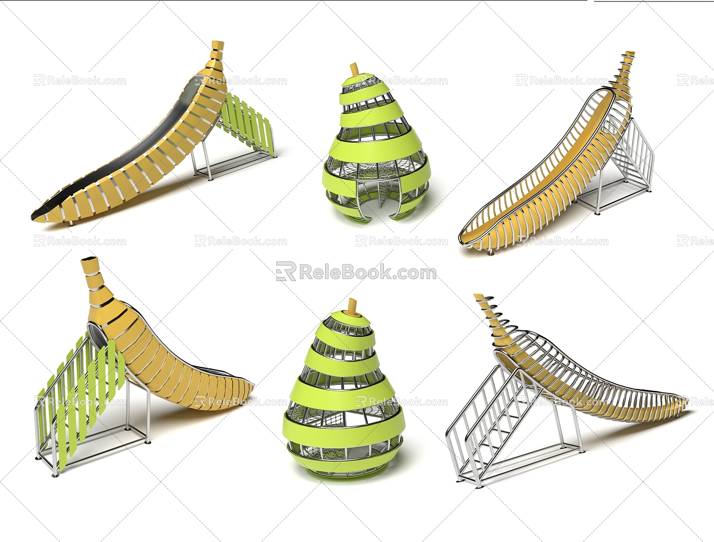 Slide Amusement Equipment Fruit Slide Banana Pear Special Equipment Non-standard Sign Pin Point 3d model