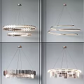 Modern Suspended Chandeliers With Circular Loop Design And Metallic Finish For Interior