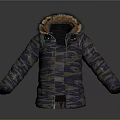 Camouflage Winter Coat with Warm Fur Collar Long Sleeve Design For Cold Weather