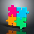 Children Playing With Colorful Puzzle Pieces For Learning And Fun 3d model