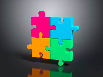 Children Playing With Colorful Puzzle Pieces For Learning And Fun 3d model