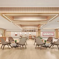 Modern Hospital Outpatient Clinic Waiting Area With Light Wood Accents Greenery And Seating