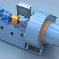 Industrial Centrifugal Fan Equipment With Blue Metal Structure And Control Panel