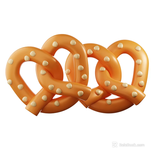 Fresh Orange Pretzels With White Sesame Seeds Arranged In Crossed Shape 3d model 