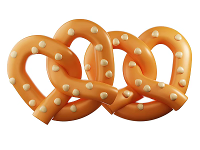 Fresh Orange Pretzels With White Sesame Seeds Arranged In Crossed Shape 3d model
