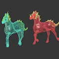Two Colorful Dragon Like Mythical Creatures With Green And Pink Scales And Horns