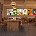 Cozy Modern Restaurant Interior With Comfortable Leather Chairs And Warm Pendant Light Fixtures