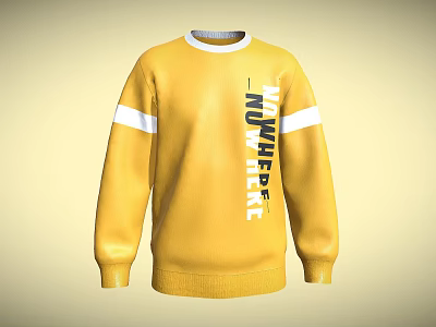 Yellow Sweater With White Stripes On Sleeves And NOWHERE Text On Front 3d model