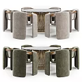 Elegant Modern Round Dining Table Set With Marble Top And Gray Green Velvet Chairs