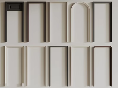 Various Modern Door Frame Designs With Rectangular And Arch Shapes In Different Colors 3d model