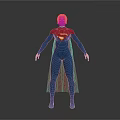 Game Movie Character Superman With Blue Bodysuit Red Cape And Yellow Emblem